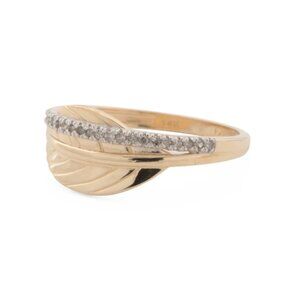 DIADEME Gold/Diamond 14kt Gold Diamond Leaf Ring